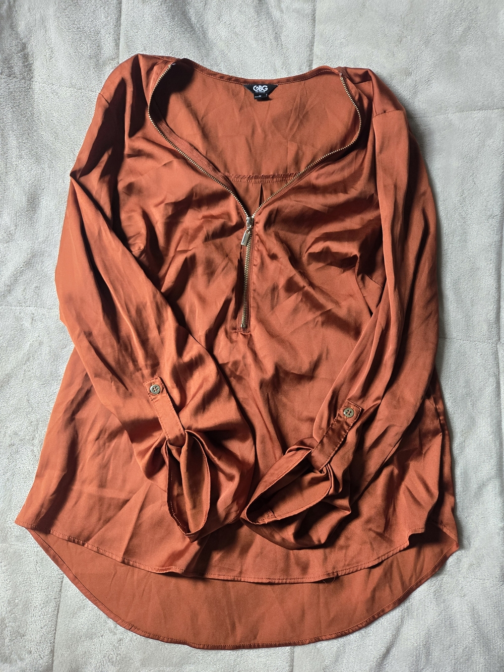 GBG Los Angeles Rust Half-Zip Long Sleeve Tunic